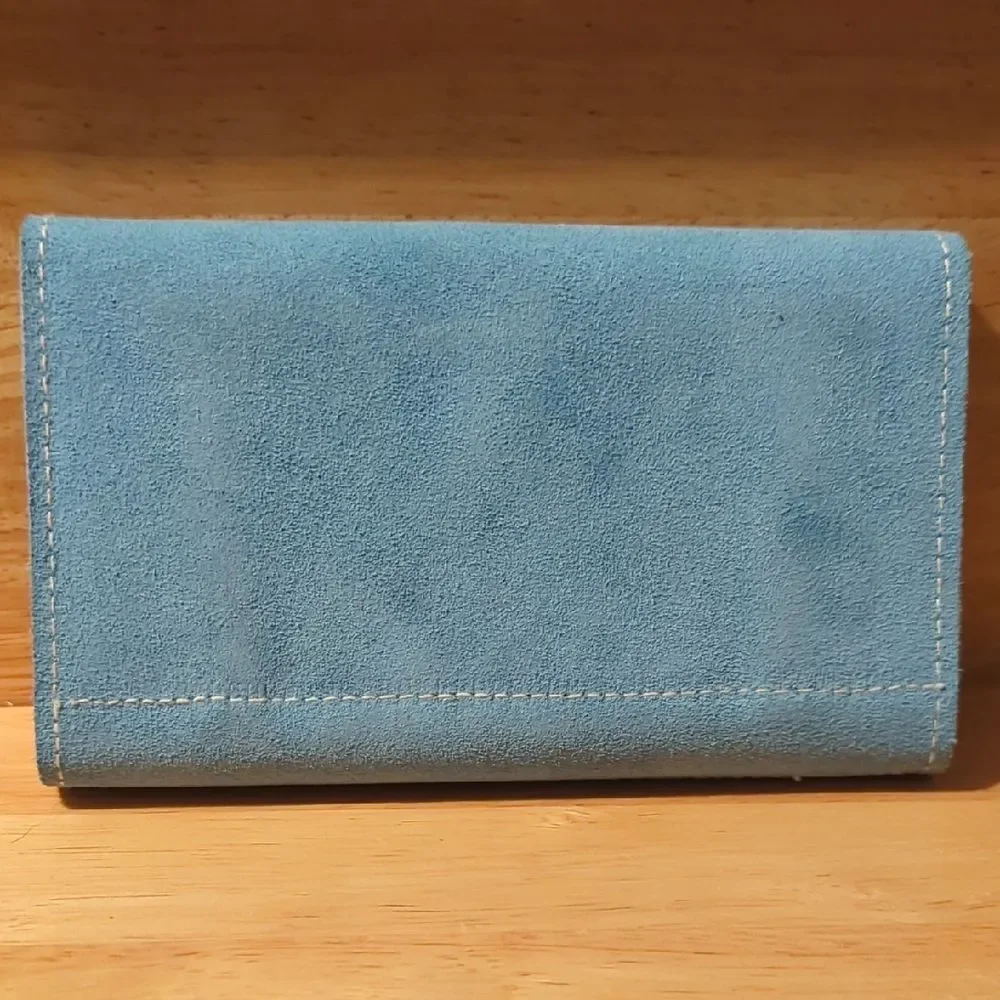 Vintage Blue Suede Women's Checkbook Wallet
